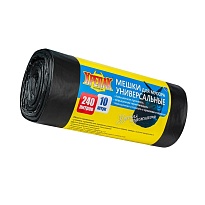 Мешки для мусора 240 л, черные, в рулоне 10 шт., ПНД 40 мкм, 1250х1000 мм, Крепак, 4607075710153 в Прокопьевске