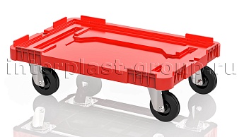 Тележка пластиковая сплошная без тормозов усиленная красная в Прокопьевске Тележка пластиковая сплошная без тормозов усиленная красная в Прокопьевске