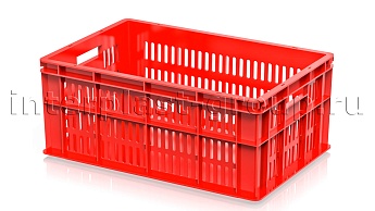 Ящик для молока, мяса, овощей и фруктов большая перфорация дно сплошное красный в Прокопьевске