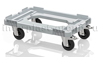 Тележка пластиковая с отверстием 2 колеса с тормозом серая в Прокопьевске
