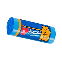 Мешки для мусора 20 л, синие, в рулоне 30 шт., ПНД, 8 мкм, 500х400 мм, Comfort, М0017 (МН 20-30с) в Прокопьевске