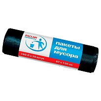 Мешки для мусора 160 л, черные, в рулоне 20 шт., ПВД, 30 мкм, 1200х870 мм, PACLAN Professional, 604082 в Прокопьевске