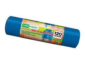 Мешки для мусора 120 л, синие, в рулоне 10 шт., ПНД, 14 мкм, 1100х700 мм, EXTRA, ex1201802 в Прокопьевске