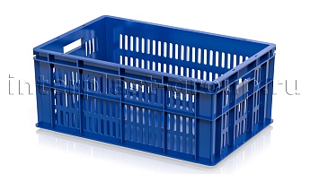Ящик для молока, мяса, овощей и фруктов большая перфорация дно сплошное синий в Прокопьевске