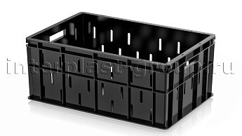Ящик для молока, мяса, овощей и фруктов малая перфорация дно сплошное черный в Прокопьевске