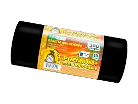 Мешки для мусора 300 л, черные, в рулоне 10 шт., ПВД 70 мкм, 1400х1000 мм, PREMIUM+, 30010160 в Прокопьевске