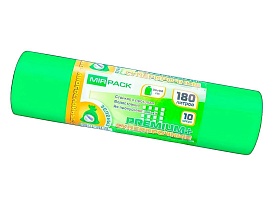 Мешки для мусора 180 л, ароматизированные, зеленые, в рулоне 10 шт., ПВД, 35 мкм, 1100х930 мм, PREMIUM+, 180105301 в Прокопьевске