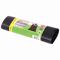 Мешки для мусора 120 л, черные, в рулоне 10 шт., ПНД, 11 мкм, 1020х670 мм, Любаша, 608093 в Прокопьевске