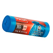 Мешки для мусора 160 л, синие, в рулоне 10 шт., ПВД, 21 мкм, 1200х870 мм, PACLAN Big&Strong, 604075 в Прокопьевске
