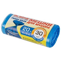 Мешки для мусора 20 л, синие, в рулоне 30 шт., ПНД, 8 мкм, 500х450 мм, LAIMA, 607682 в Прокопьевске