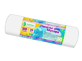 Мешки для мусора 30 л, белые, в рулоне 20 шт., ПНД, 7 мкм, 600х500 мм, MIRPACK Classik, 302042 в Прокопьевске Мешки для мусора 30 л, белые, в рулоне 20 шт., ПНД, 7 мкм, 600х500 мм, MIRPACK Classik, 302042 в Прокопьевске