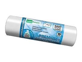 Мешки для мусора 300 л, белые, в рулоне 10 шт., ПВД 70 мкм, 1400х1000 мм, PREMIUM+, 300101602 в Прокопьевске
