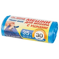 Мешки для мусора 35 л, с ушками, синие, в рулоне 30 шт., ПНД, 11 мкм, 650х500 мм, LAIMA ULTRA, 607684 в Прокопьевске