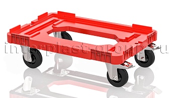 Тележка пластиковая с отверстием 2 колеса с тормозом усиленная красная в Прокопьевске