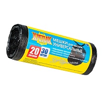 Мешки для мусора 20 л, черные, в рулоне 30 шт., ПНД, 10 мкм, 550х440 мм, Крепак, 4607075710092 в Прокопьевске