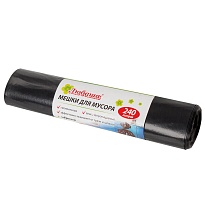 Мешки для мусора 240 л, черные, в рулоне 5 шт., ПВД 30 мкм, 1300х900 мм, Любаша, 605338 в Прокопьевске Мешки для мусора 240 л, черные, в рулоне 5 шт., ПВД 30 мкм, 1300х900 мм, Любаша, 605338 в Прокопьевске