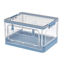 Ящик пластиковый складной прозрачный, дно синее, 490х360х280 мм, с колесиками в Прокопьевске Ящик пластиковый складной прозрачный, дно синее, 490х360х280 мм, с колесиками в Прокопьевске
